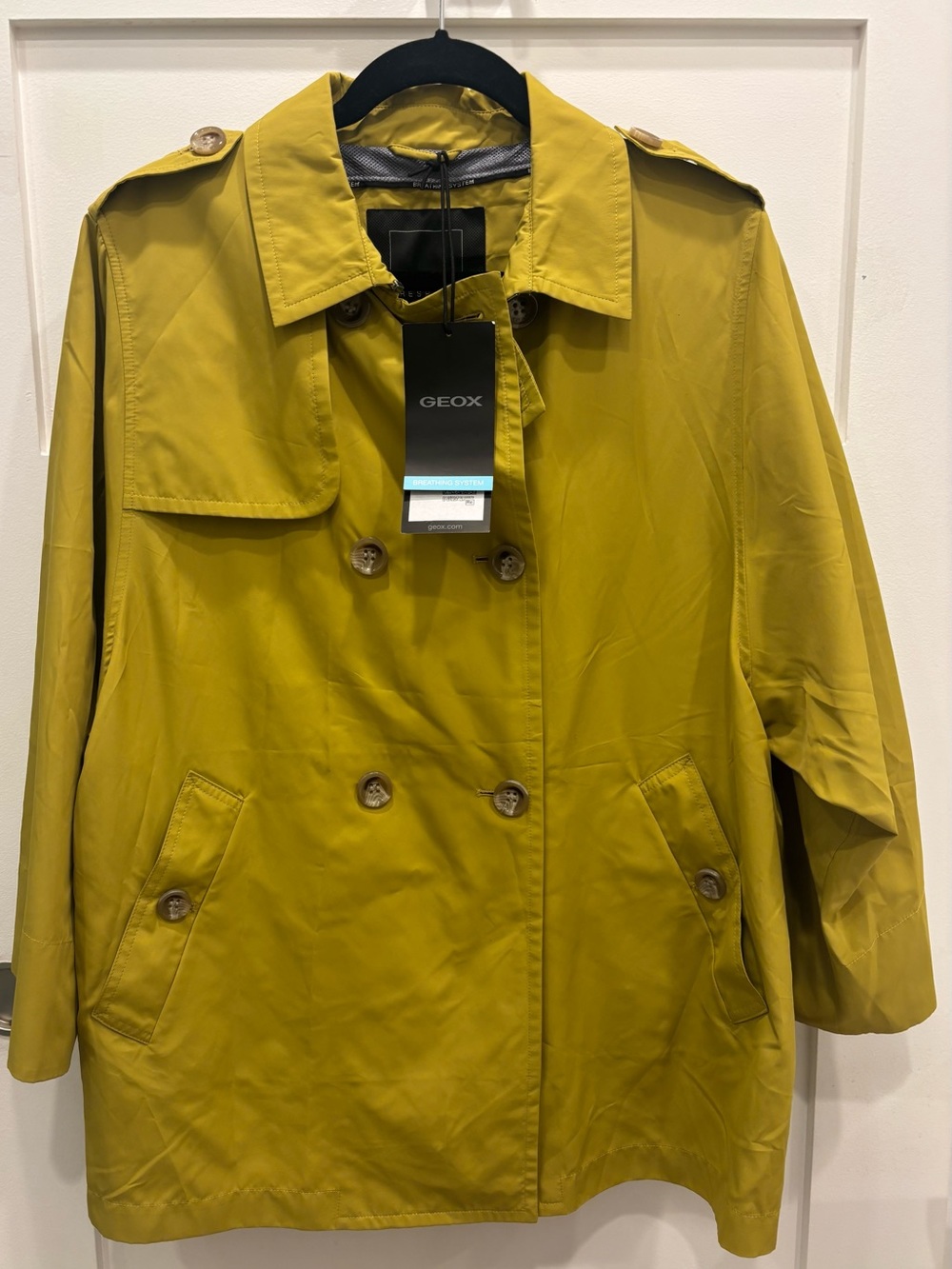 Geox Women's Green Double-Breasted Trench Coat